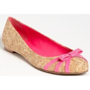 Kate Spade New York Pink Cork Tiny Bow Ballet Flats Size 9 New $198 Women's Sz